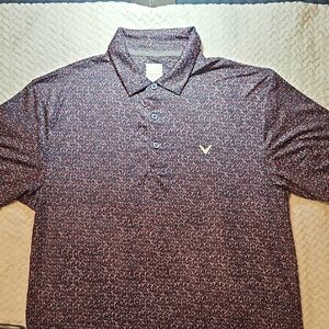 Callaway Red and Black Polo Shirt with Textured Design
